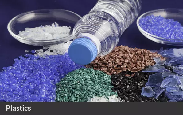 Plastic bottle with HDPE and PET flakes and pellets recycled recycling